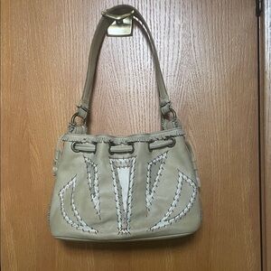 Paola Frani Tan and Cream Shoulder Bag